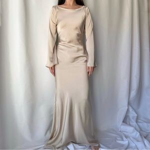 Marbl Gamine Long Sleeve Dress in Choco Brown